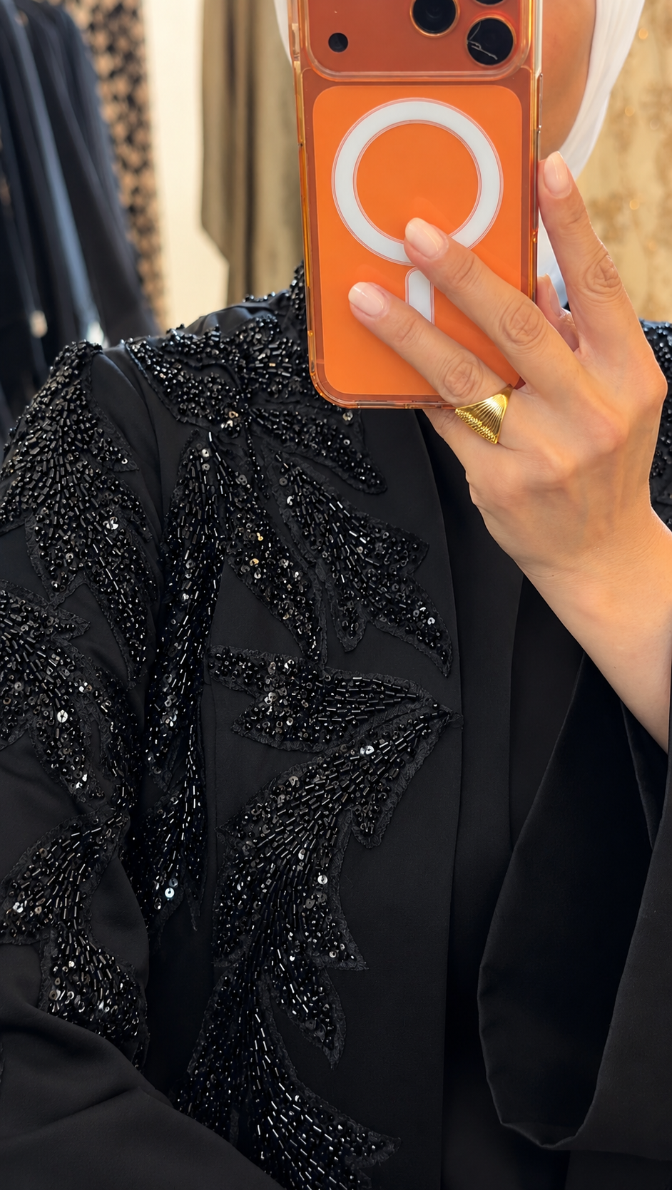 Embroidered Royal Black Set Abaya + Dress