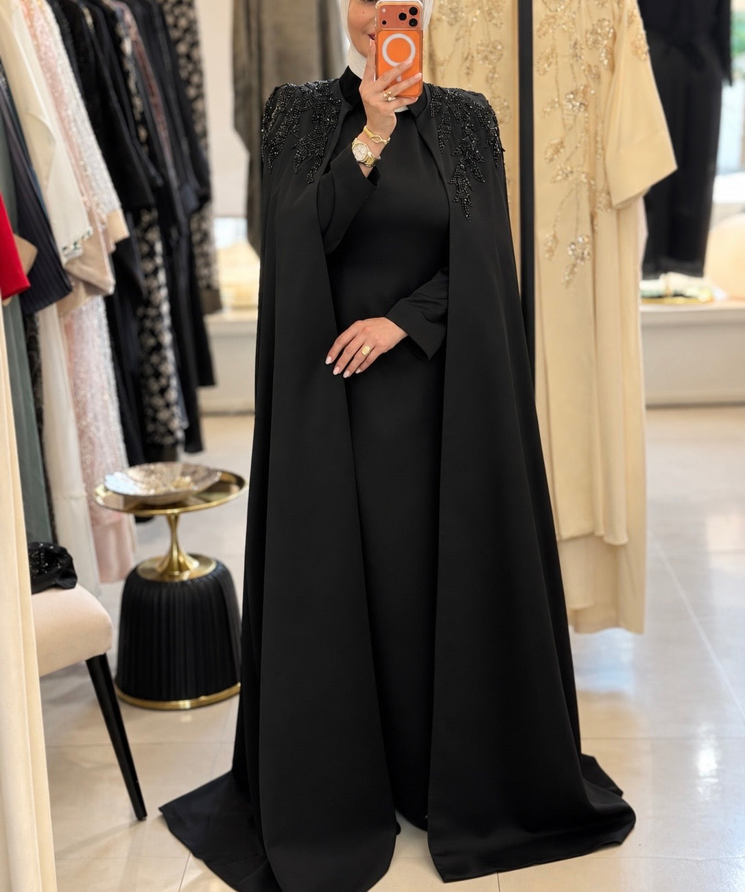 Black Cape with embroidery + Dress