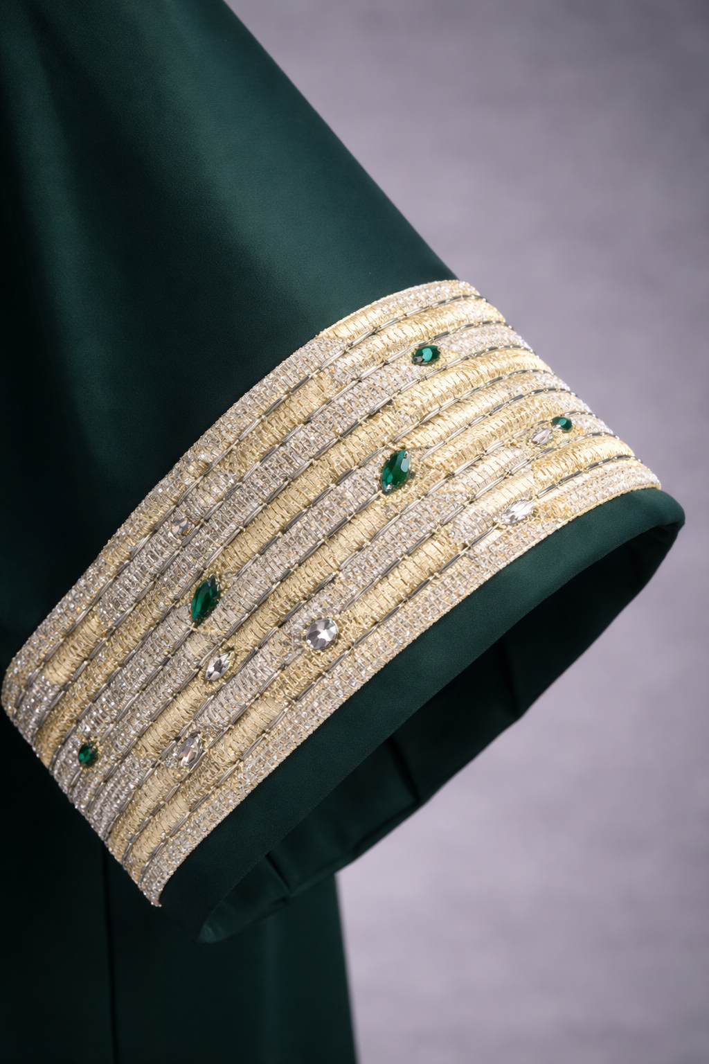 Emerald Ramadan Abaya With Embroidered Crystals