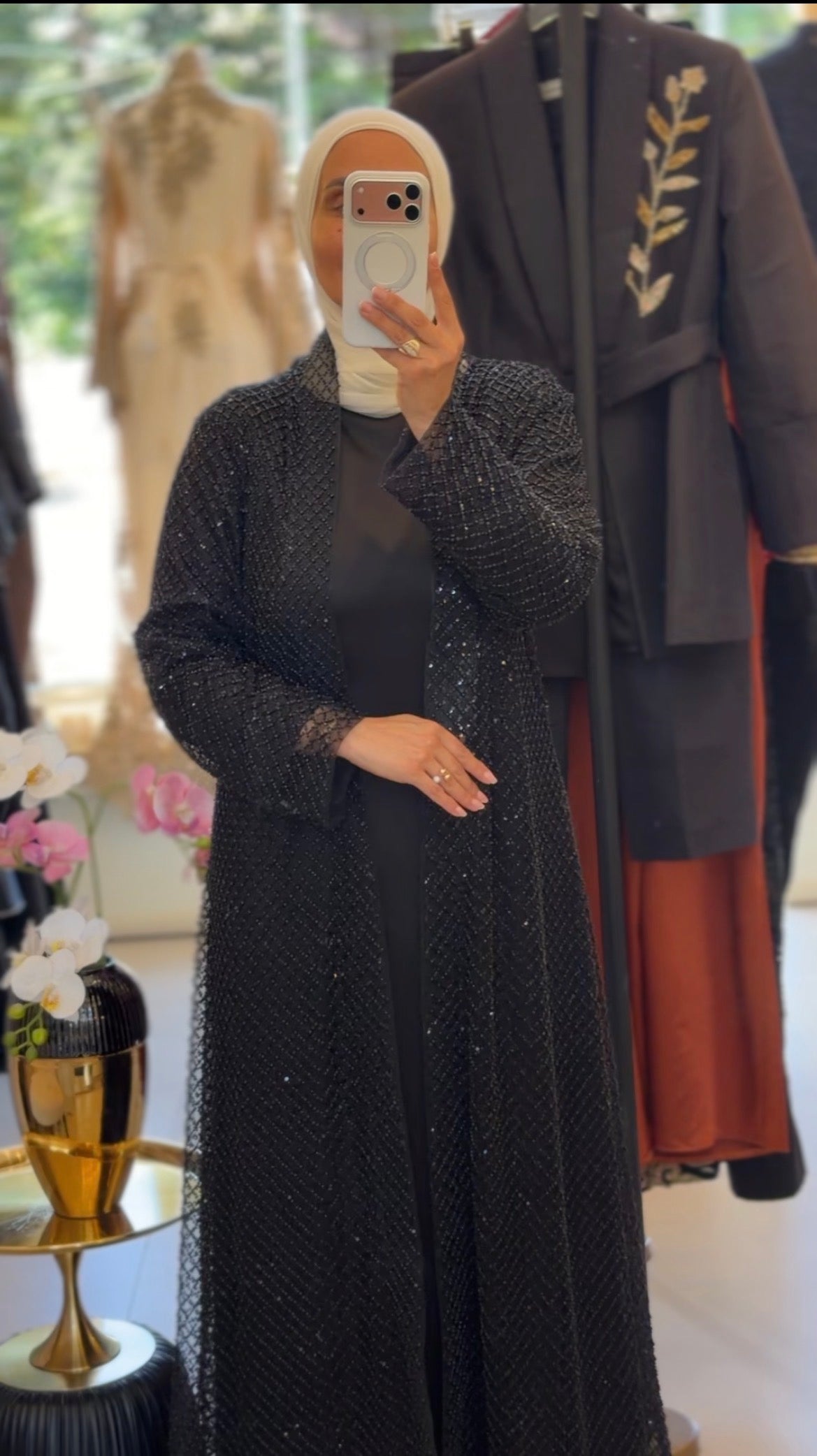 Black Embroidered Abaya + Dress