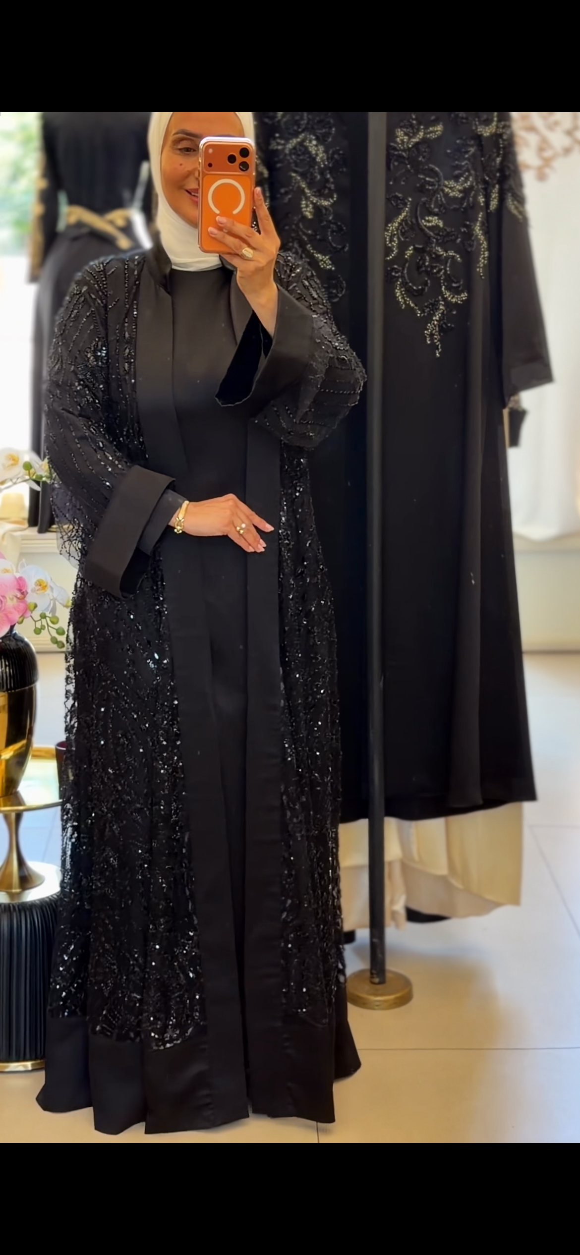 Crystal Black Abaya Set