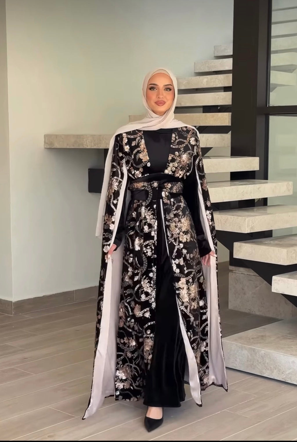 The Midnight Flora Embellished Cape