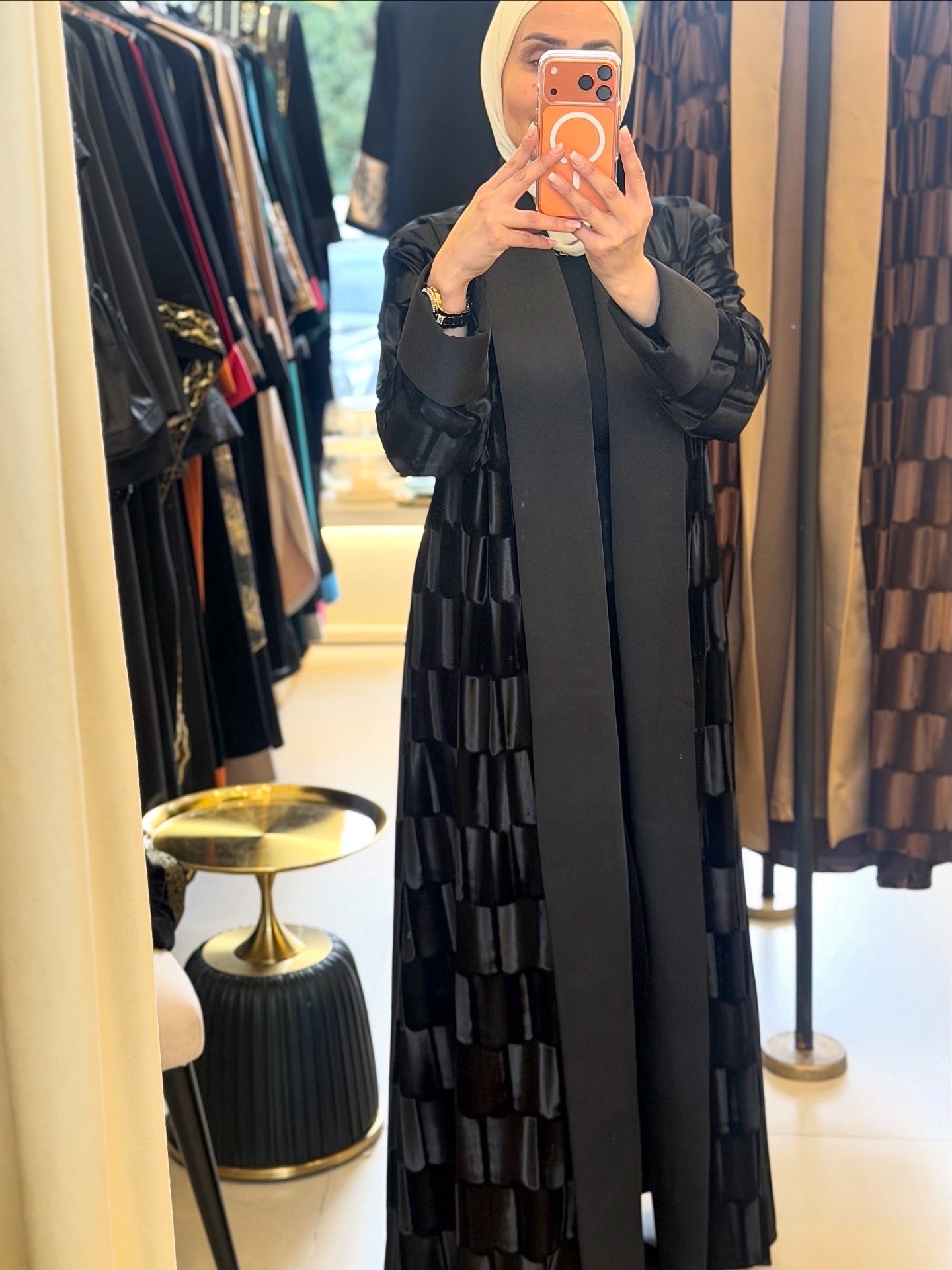 3D Black Velvet Abaya