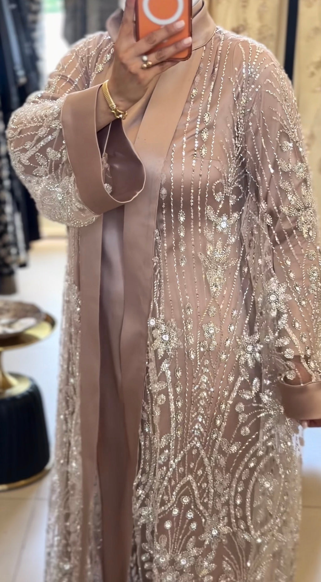 Mocha Crystal Abaya + Dress