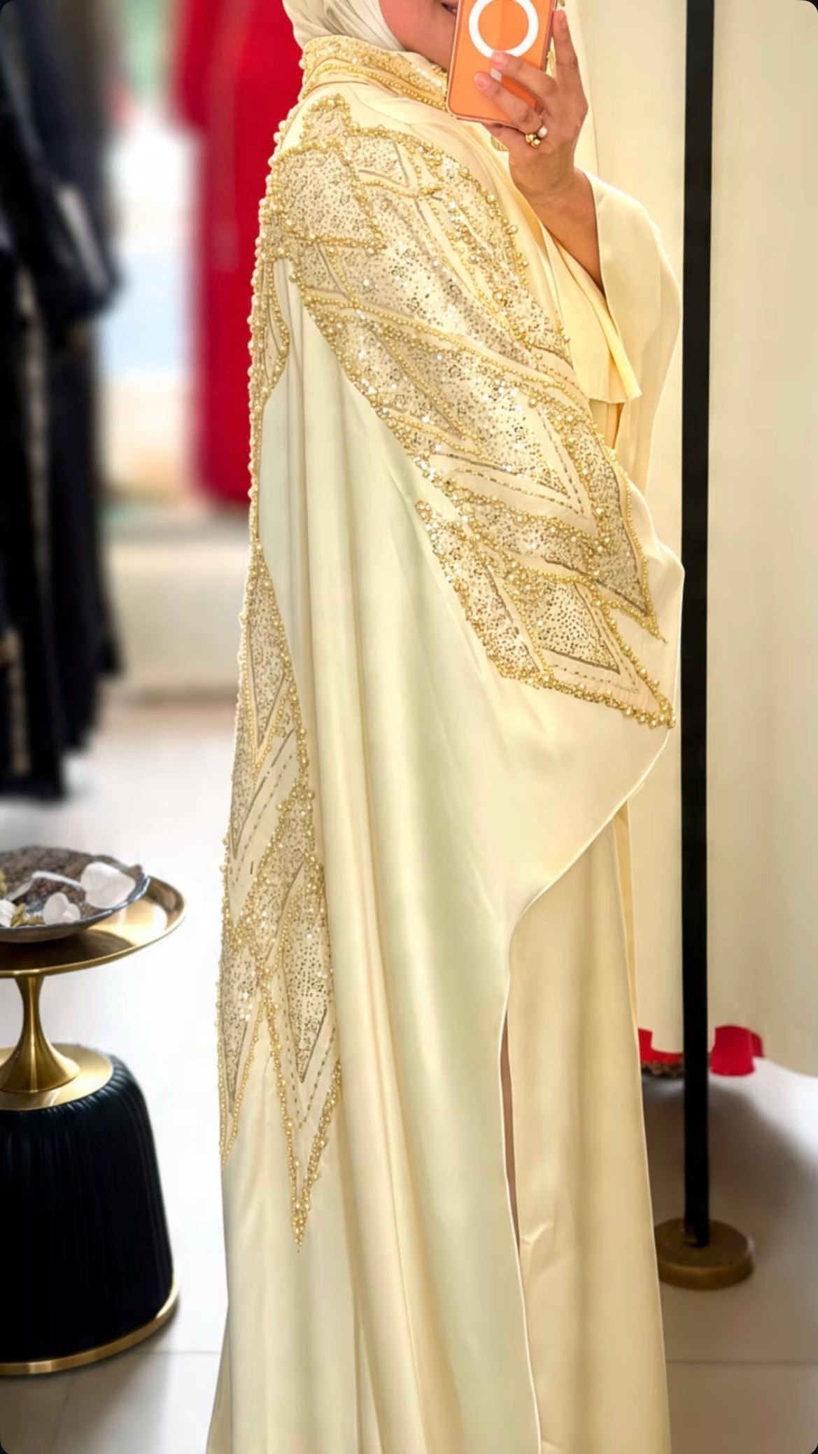 Golden Cape + Long Sleeves Dress