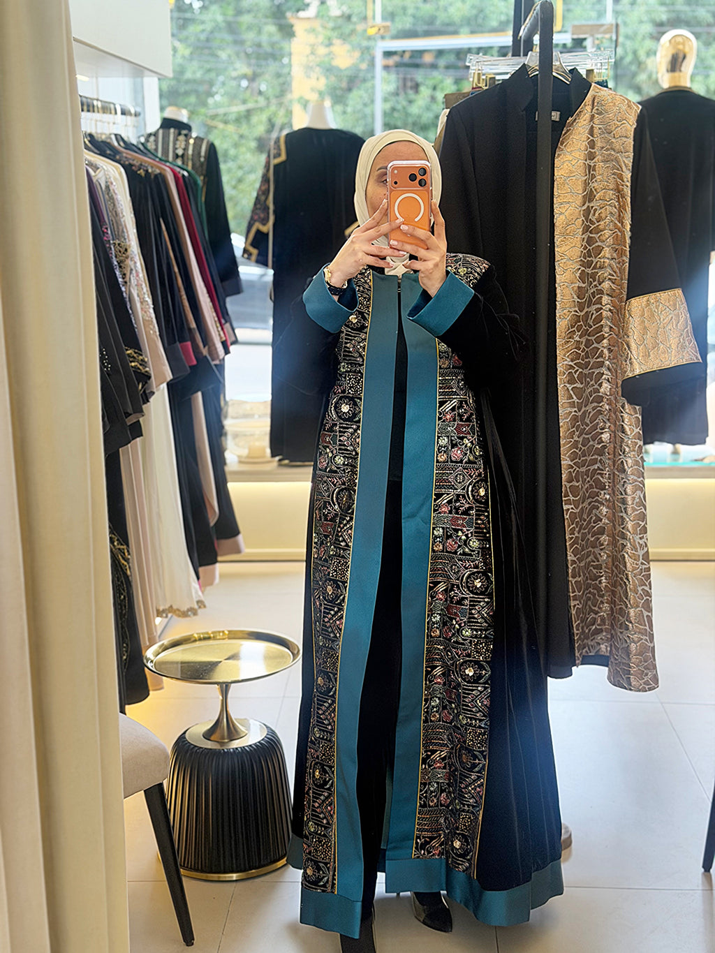 Embroidered Black Abaya (Blue Frame)