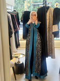 Embroidered Black Abaya (Blue Frame)