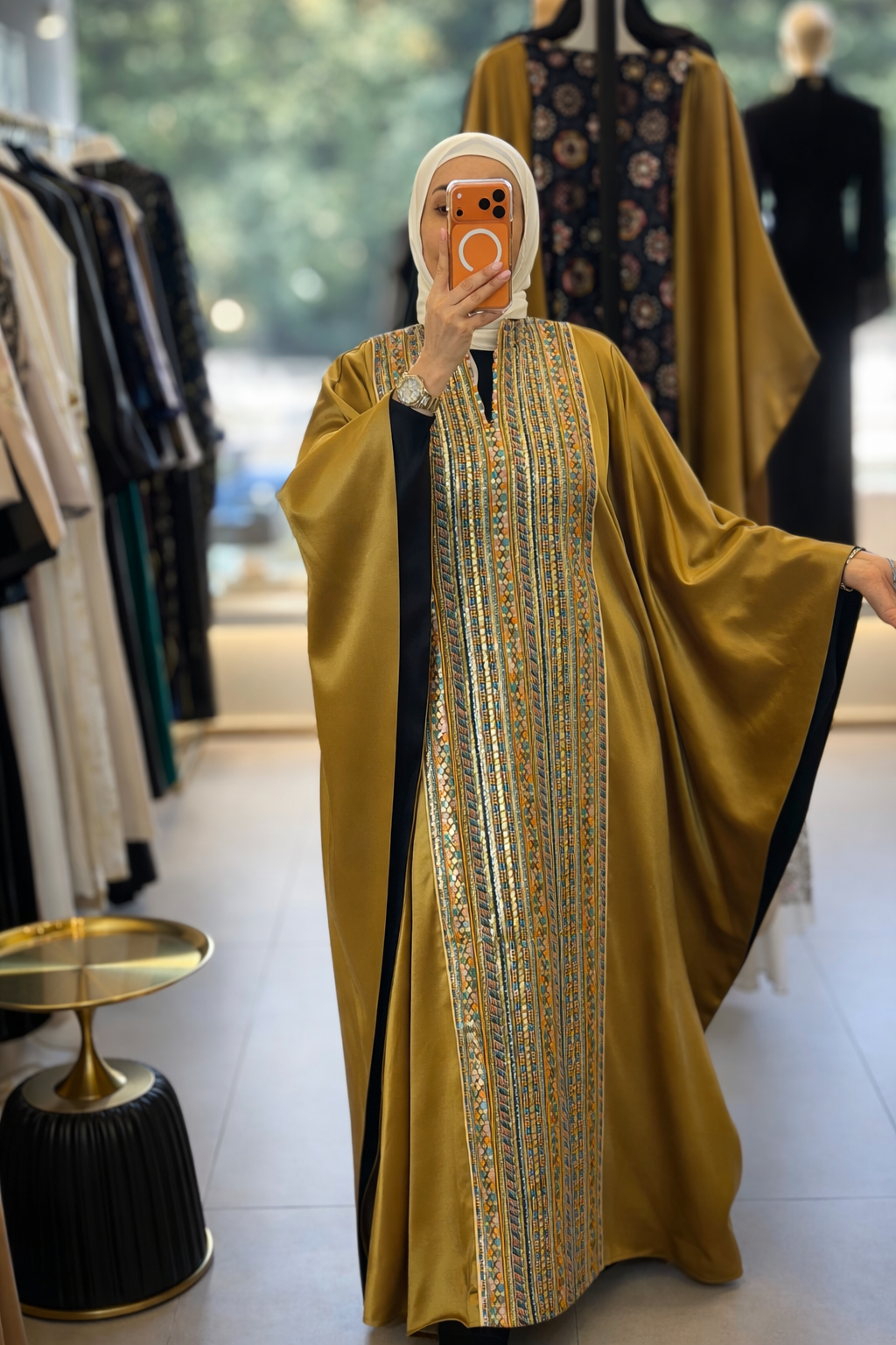 Golden Jalabiya With Eastern Embroidery