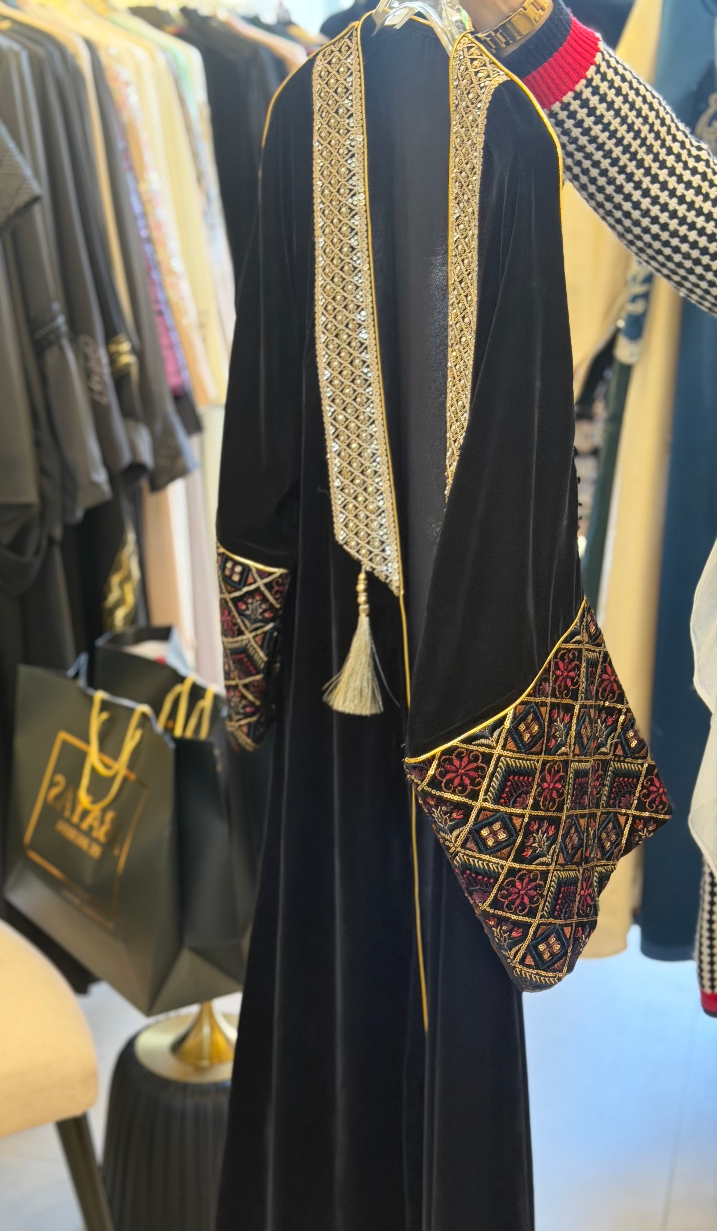 Velvet Bisht with Artisanal Embroidery