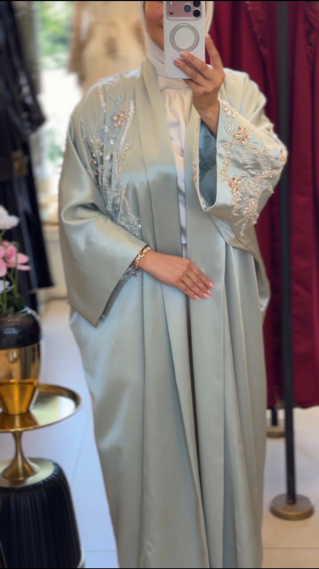 Pistachio Embroidered Abaya