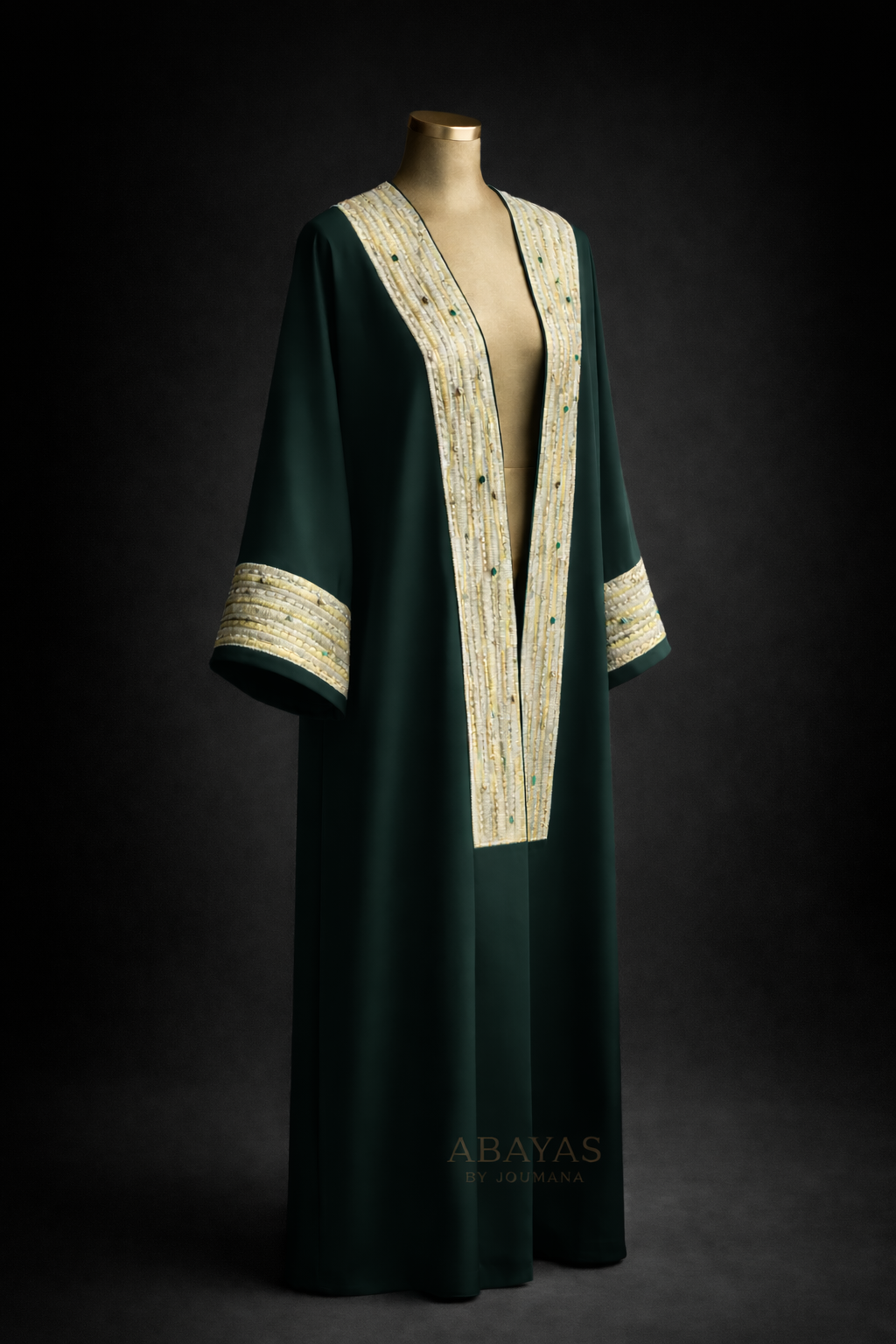 Emerald Ramadan Abaya With Embroidered Crystals