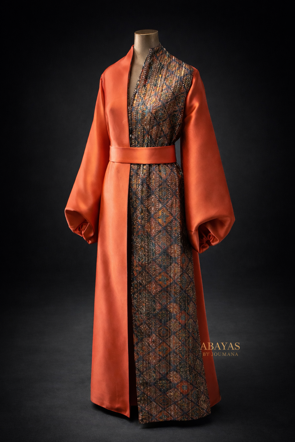 Orange Abaya With Belt