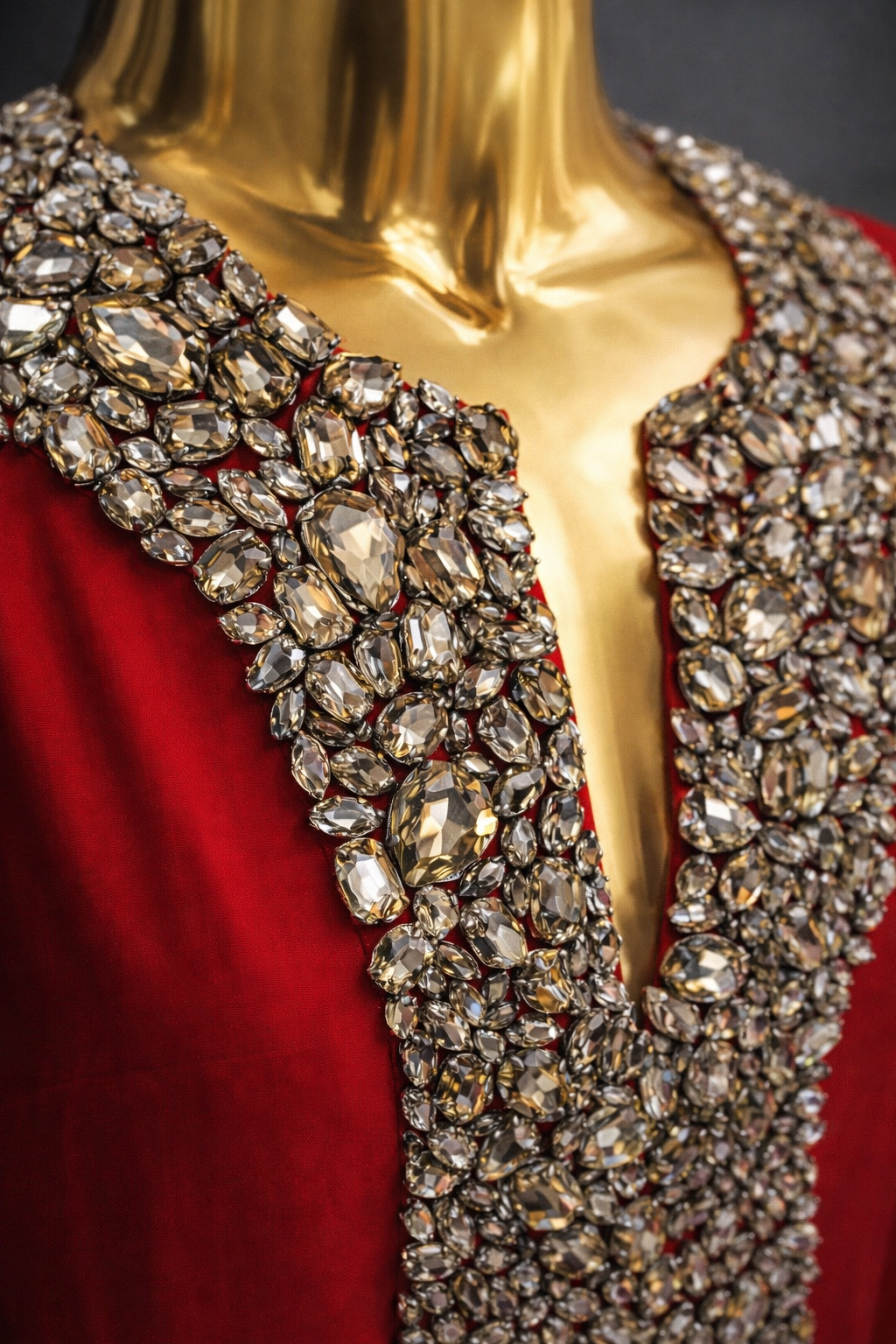 Red Dress With Hand Embroidered Premium Crystals