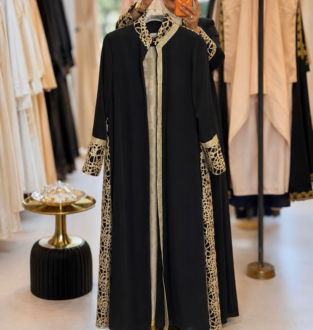 Black Luxury Abaya With Golden Touch