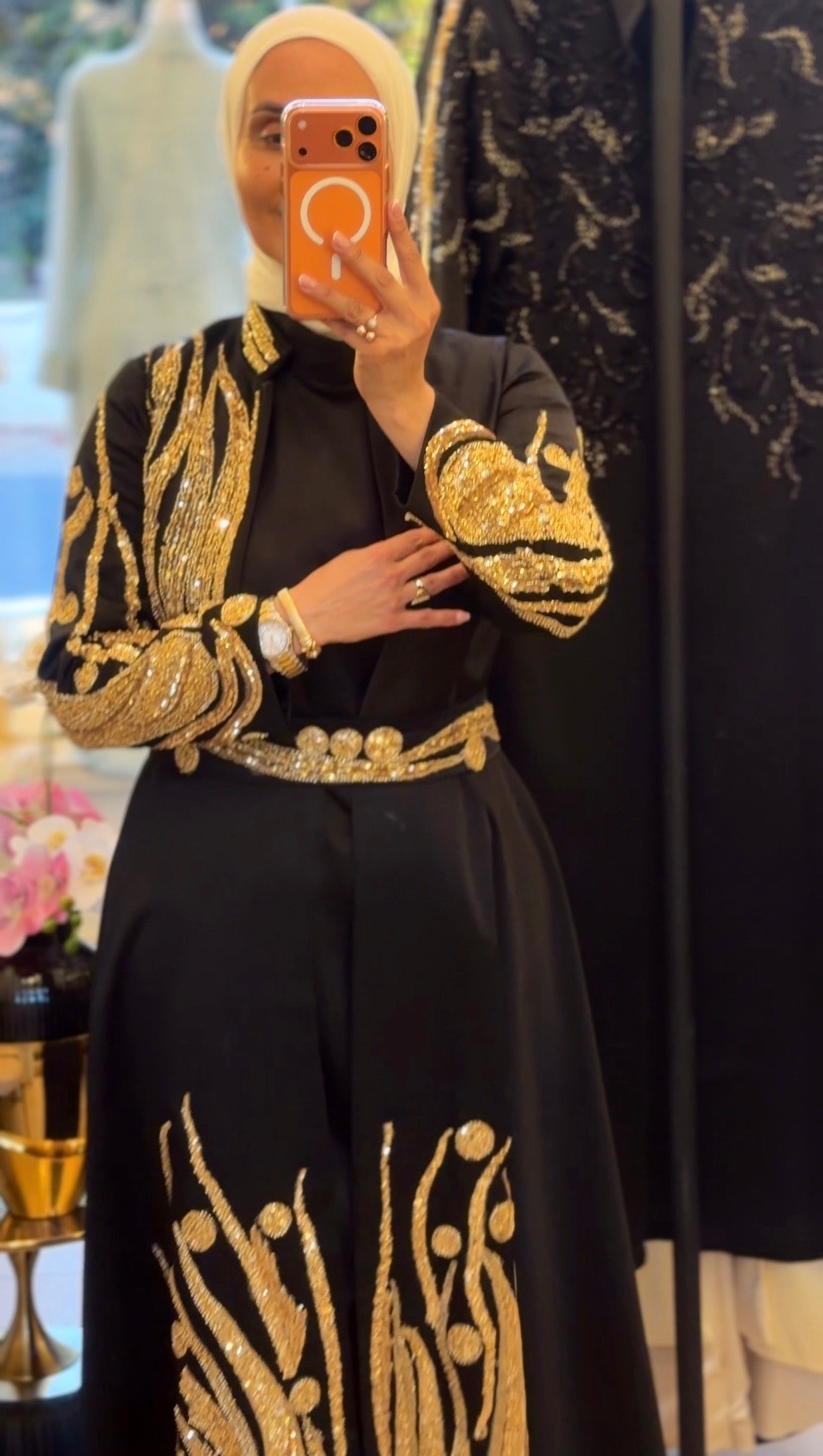 Golden Embroidered Black Caftan