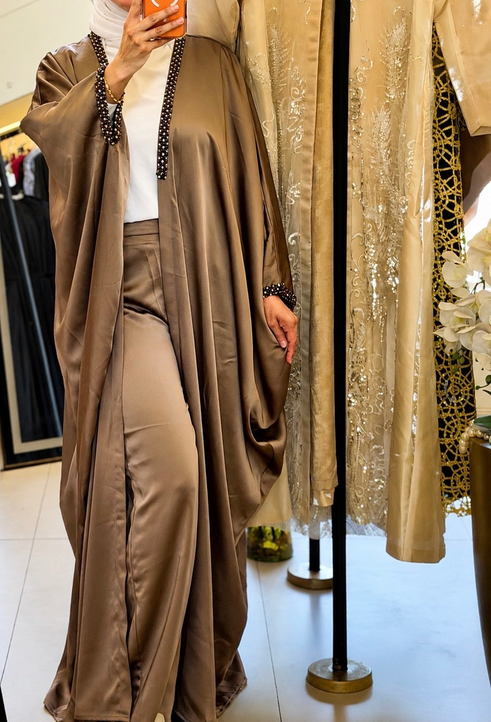 Embroidered Abaya With Pants