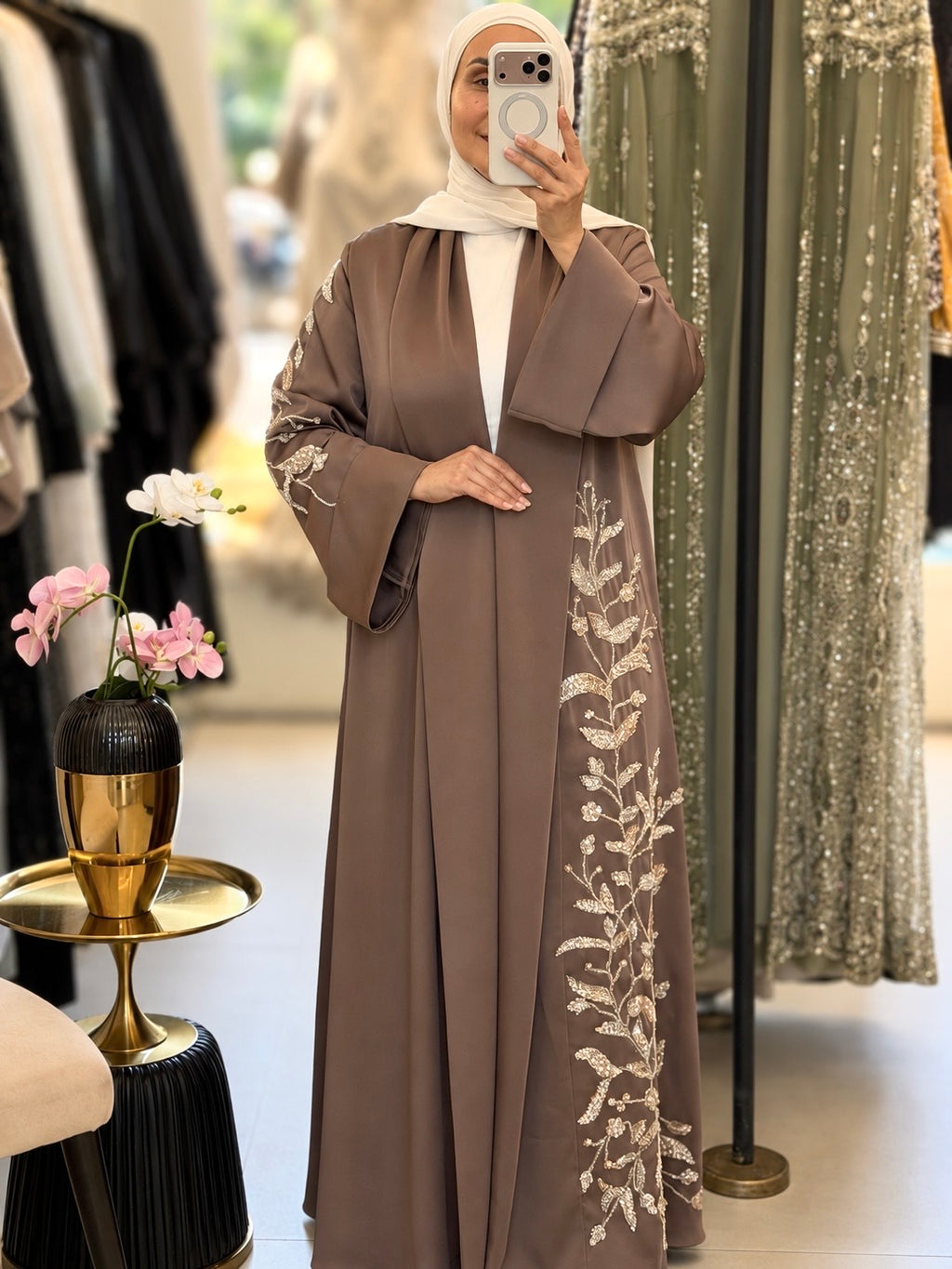 Embroidered Mocha Abaya