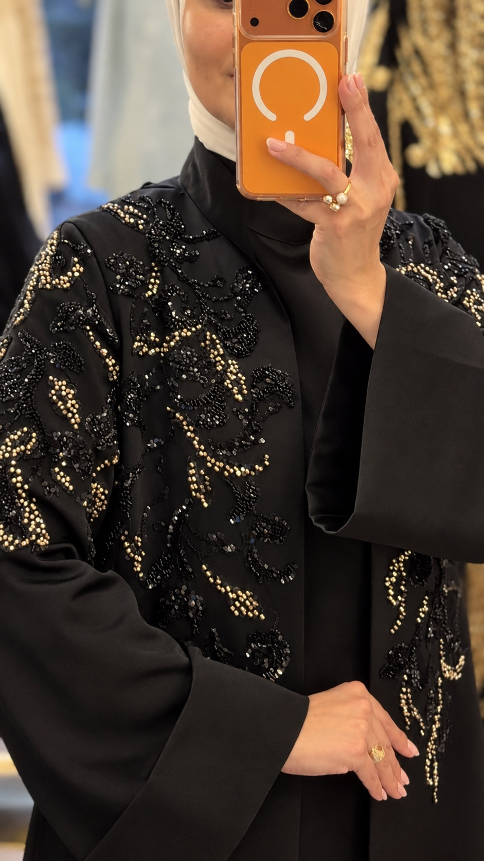 Embroidered Black Abaya Set