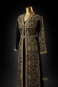 Black Velvet Caftan Set With Eastern Embroidery