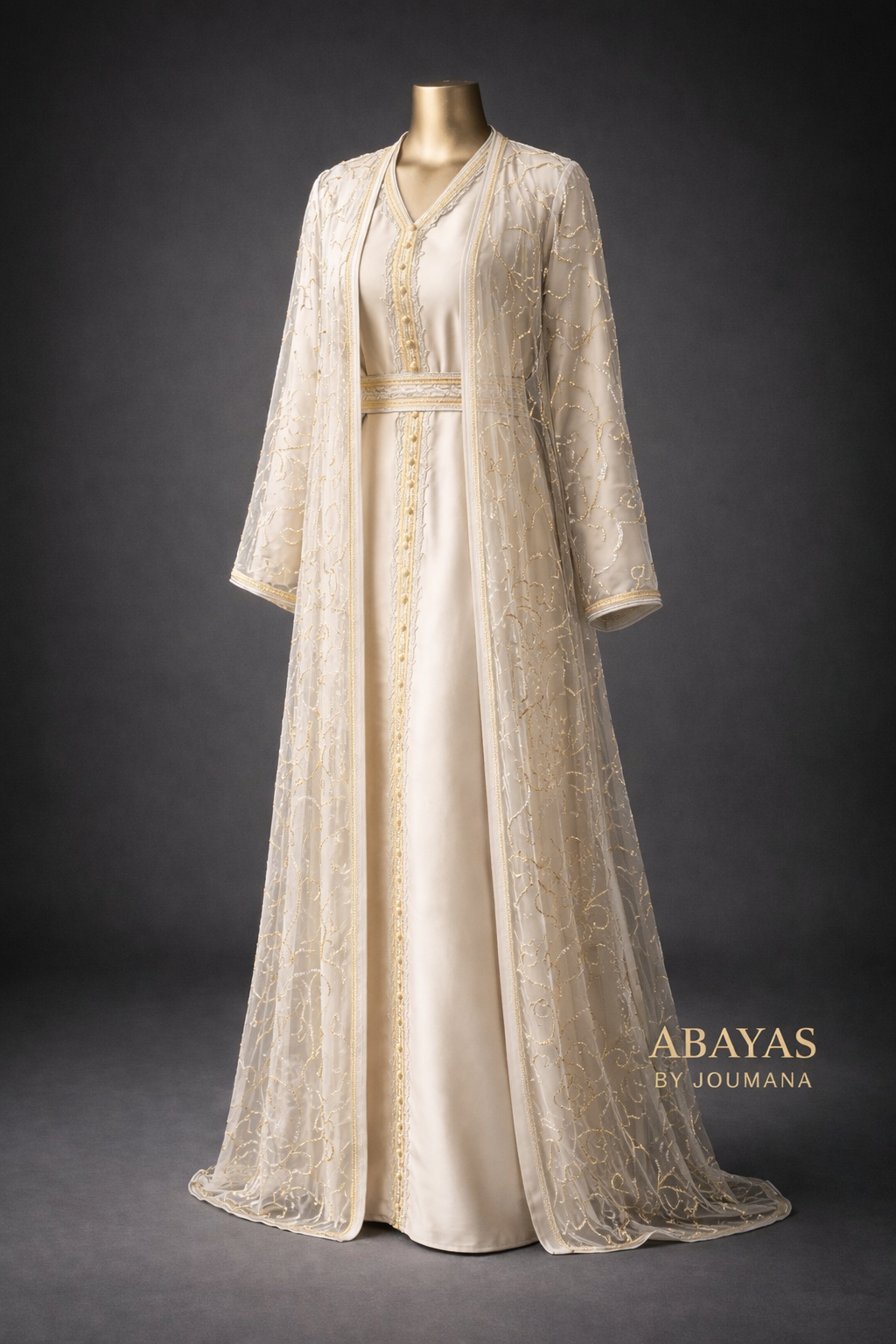 The Ethereal Gold-Embroidered Caftan Set