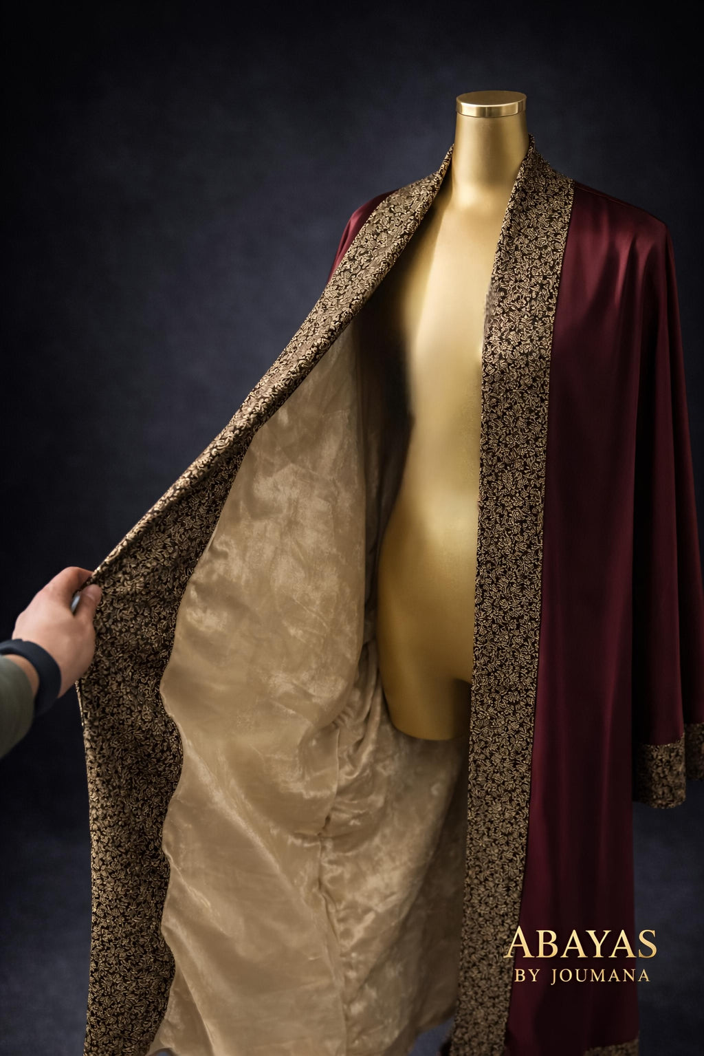Burgundy Bisht With Brocade Patterns
