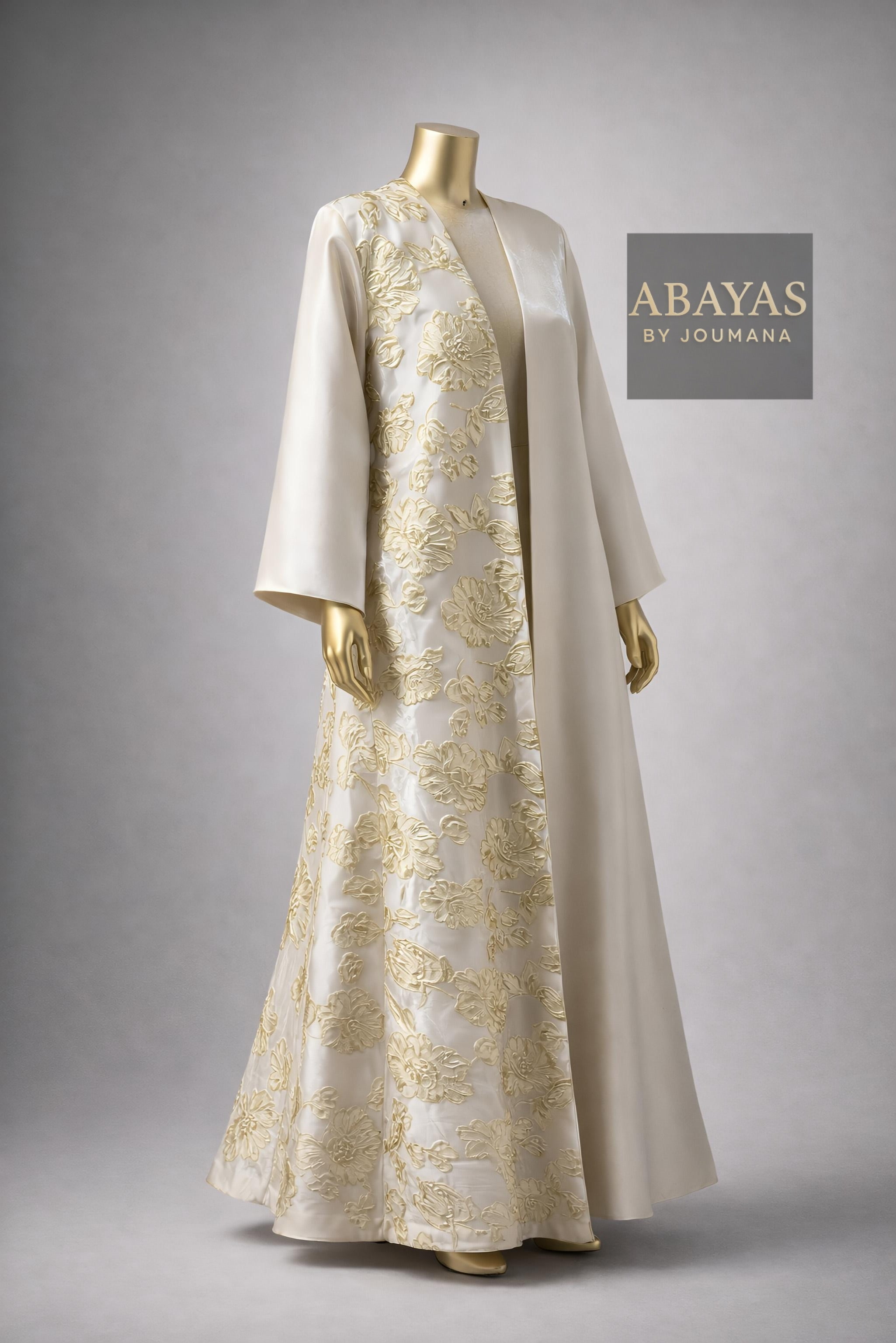 Jazar & Jacquard Fusion Off- White Abaya