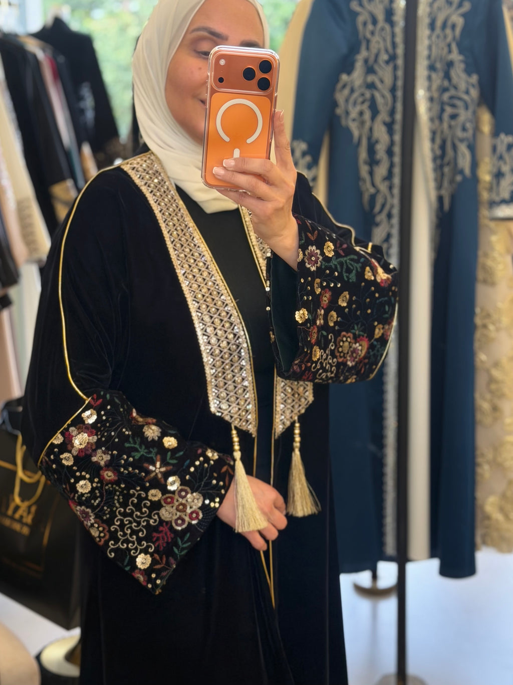 Velvet Bisht with Artisanal Embroidery