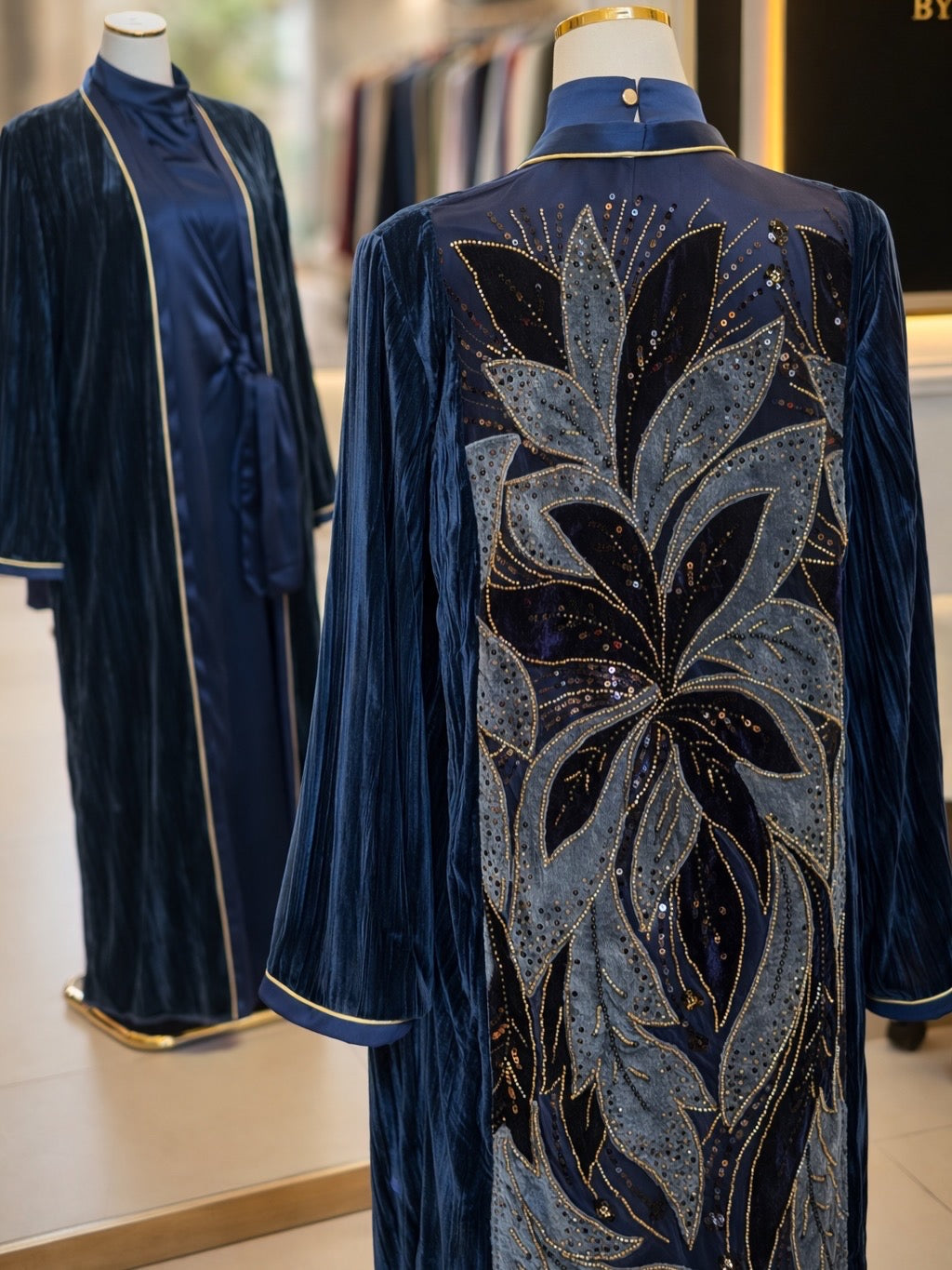 Elegant Velvet Embroidered Abaya