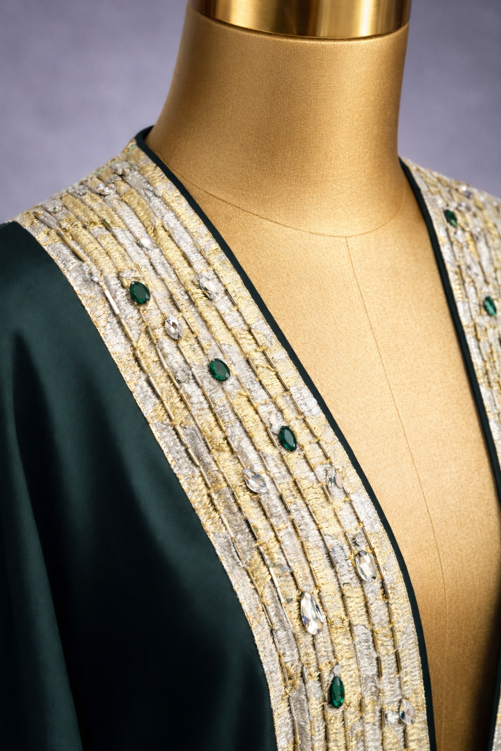 Emerald Ramadan Abaya With Embroidered Crystals