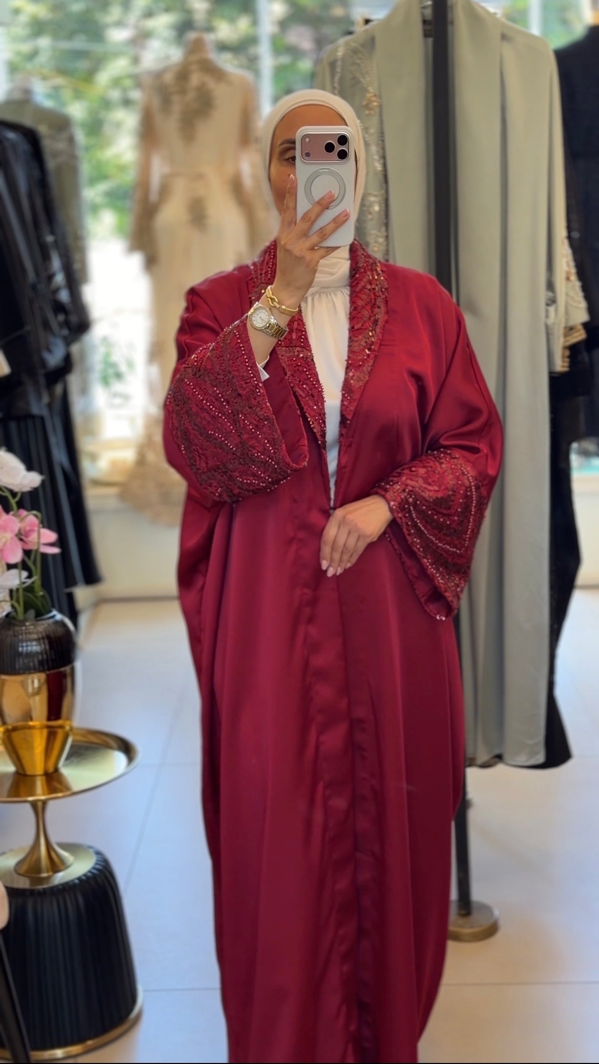 Abaya With Denteille Collar