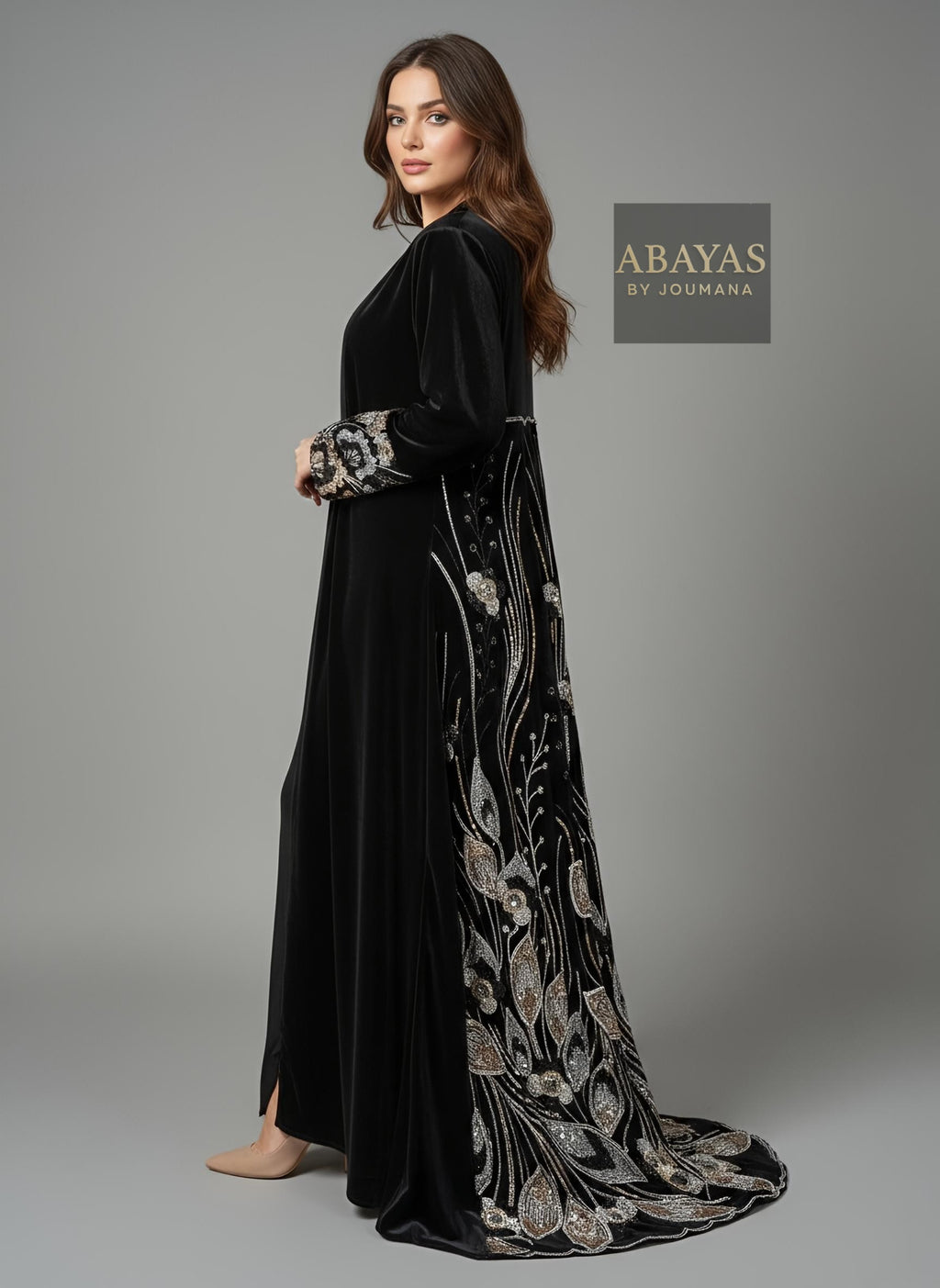 The Midnight Crystal Embroidered Abaya
