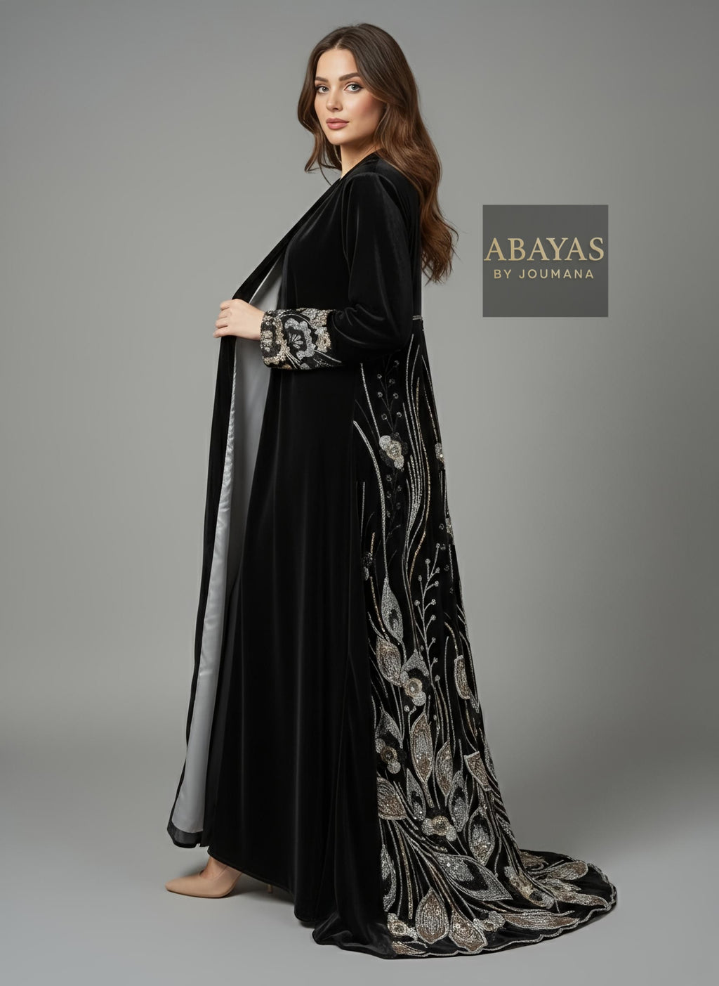 The Midnight Crystal Embroidered Abaya
