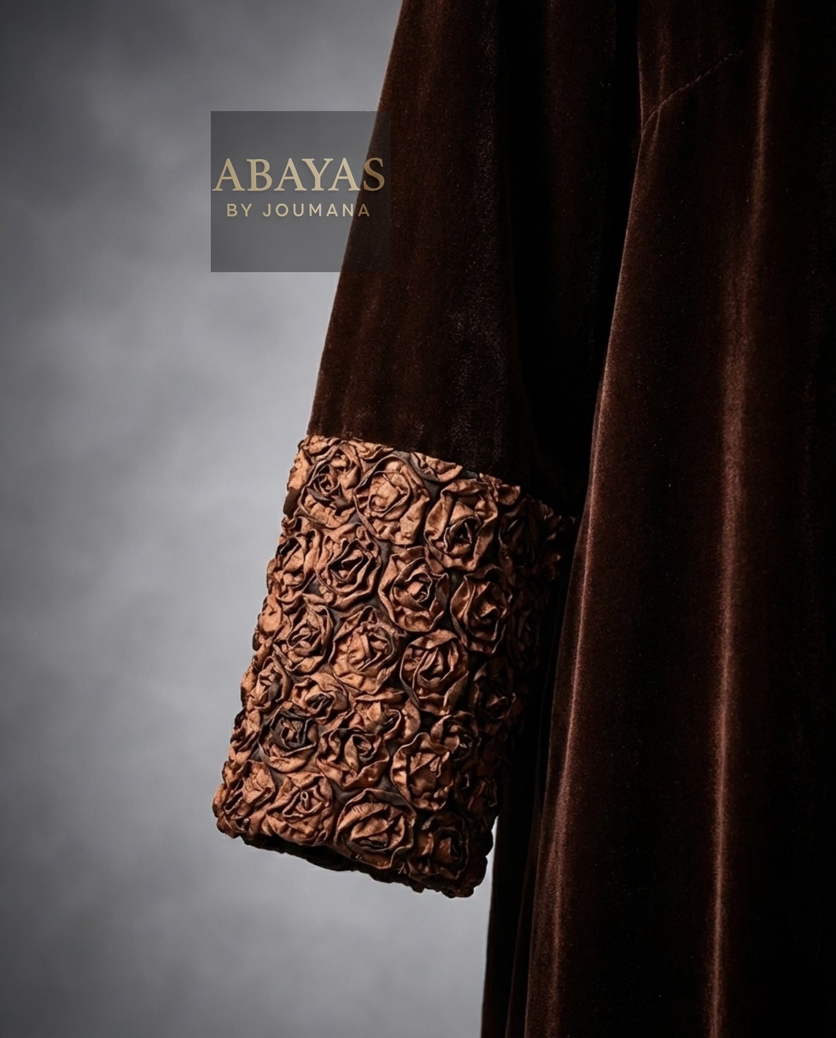 3D Flowers-Velvet Abaya Coat