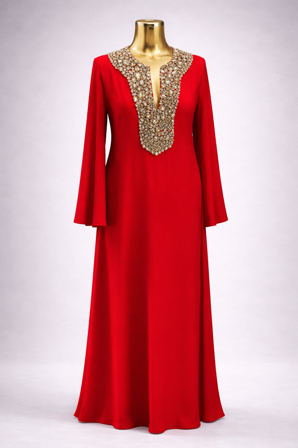 Red Dress With Hand Embroidered Premium Crystals