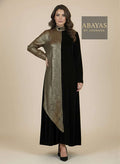 Black Velvet Jalabiya With Golden Jaqard