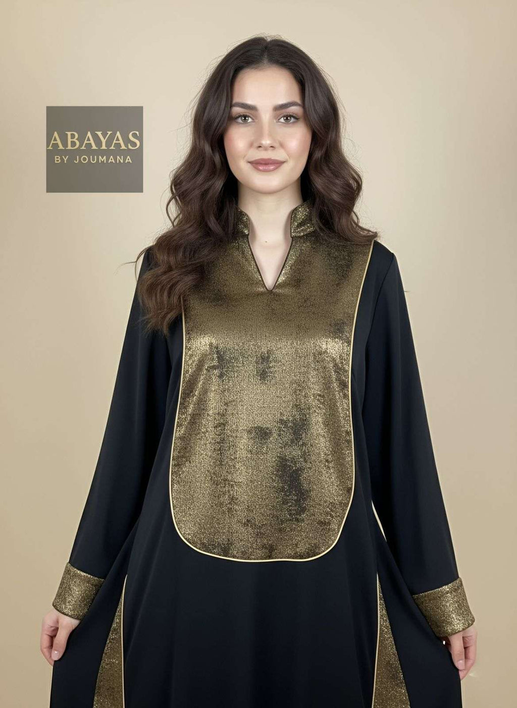 Black Jalabiya With Golden Lame