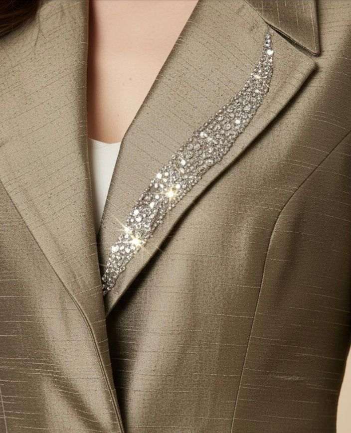 Olive Suit With Embroidery