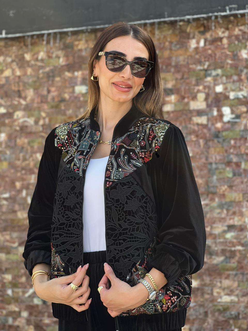 Black Winter Set With Eastern Embroidery