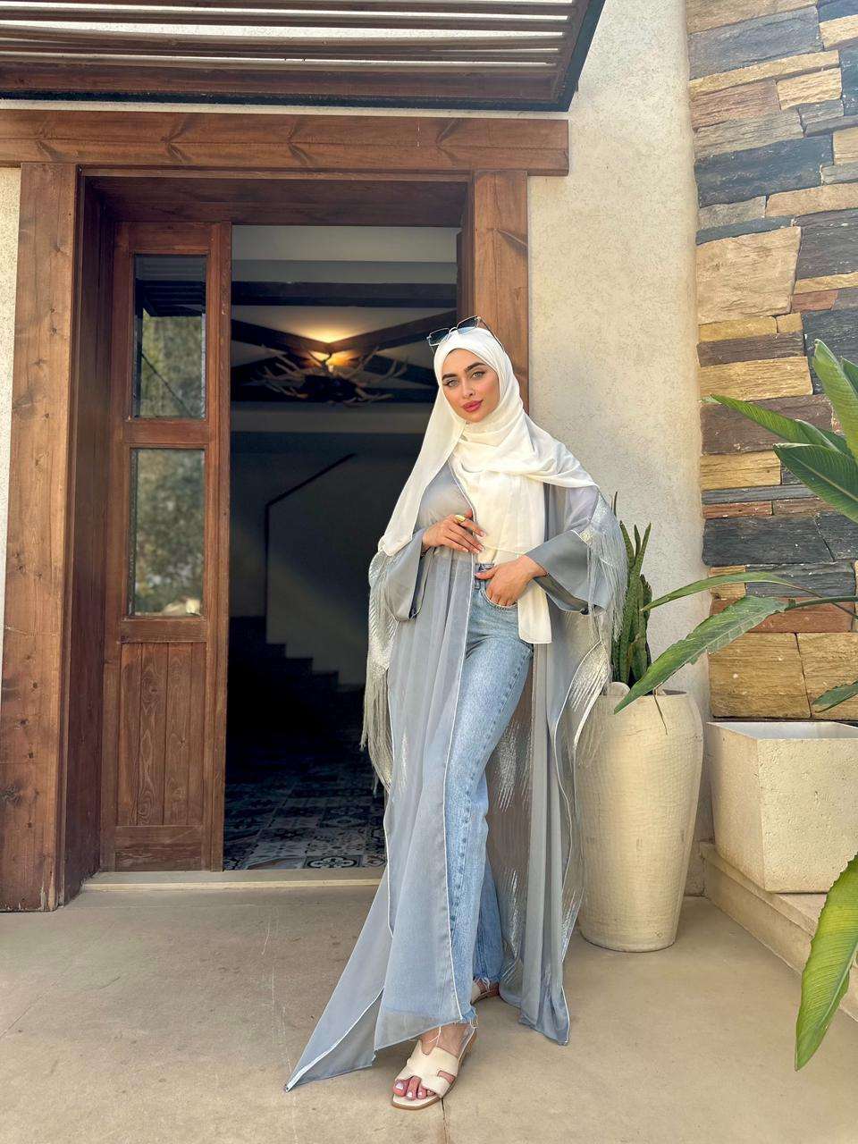 Abaya With Layer Of Feathers