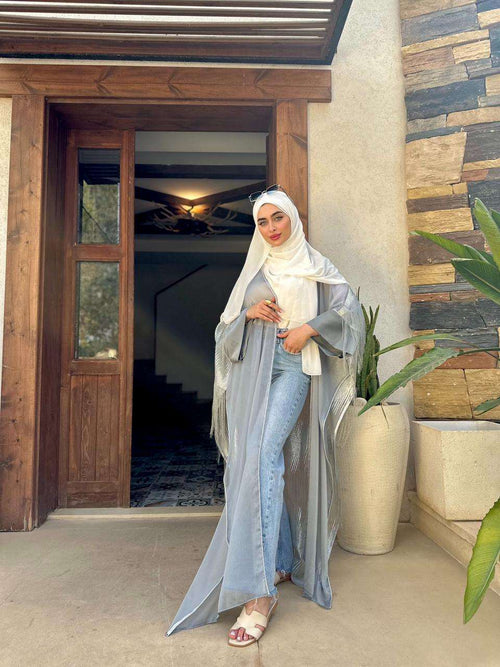 Abaya With Layer Of Feathers