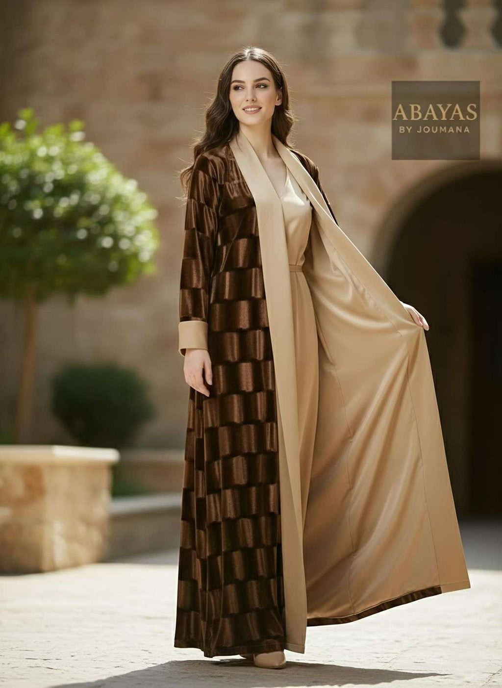 3D Velvet Abaya (Honey Color)