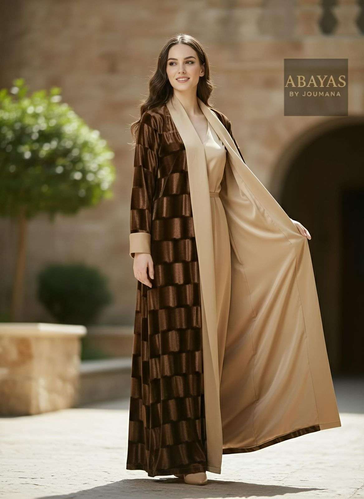 3D Velvet Abaya (Honey Color)