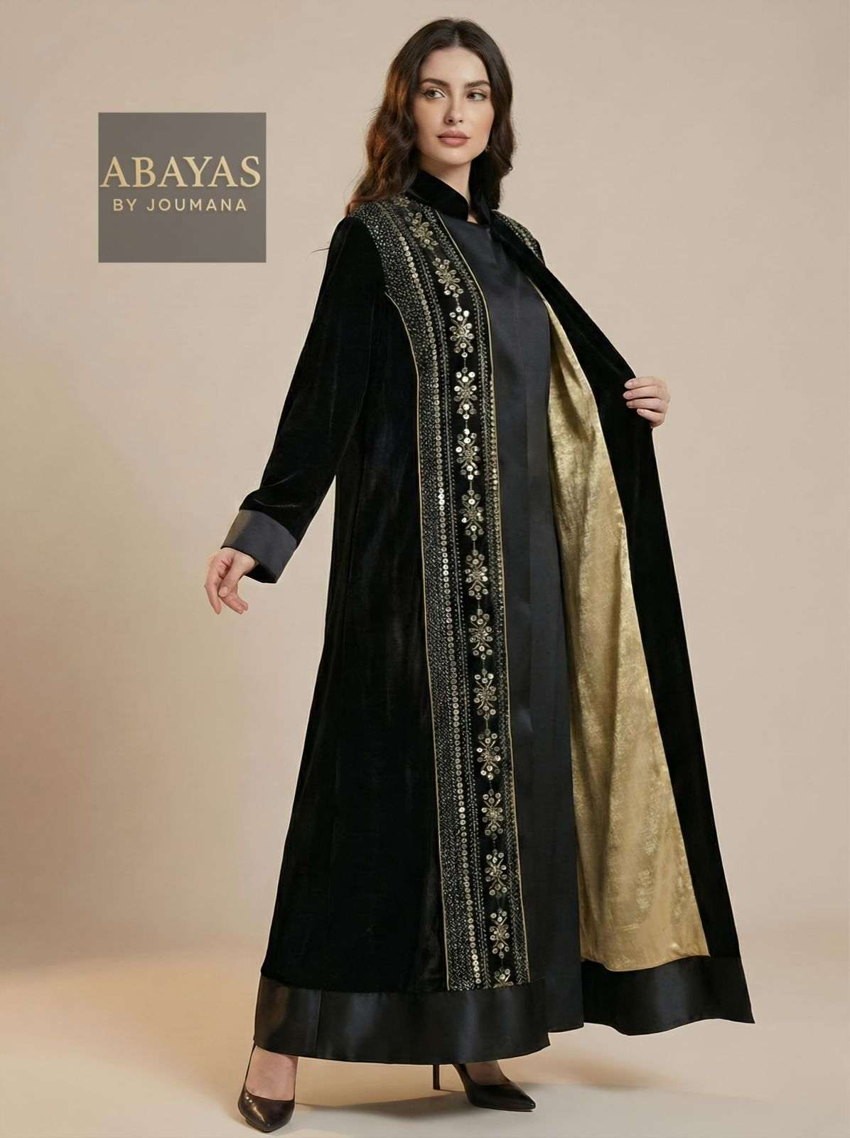 Black Embroidered Abaya (Black Frame)