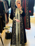 Black Embroidered Abaya (Olive Frame)