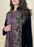 Embroidered Black Abaya (Purple Frame)