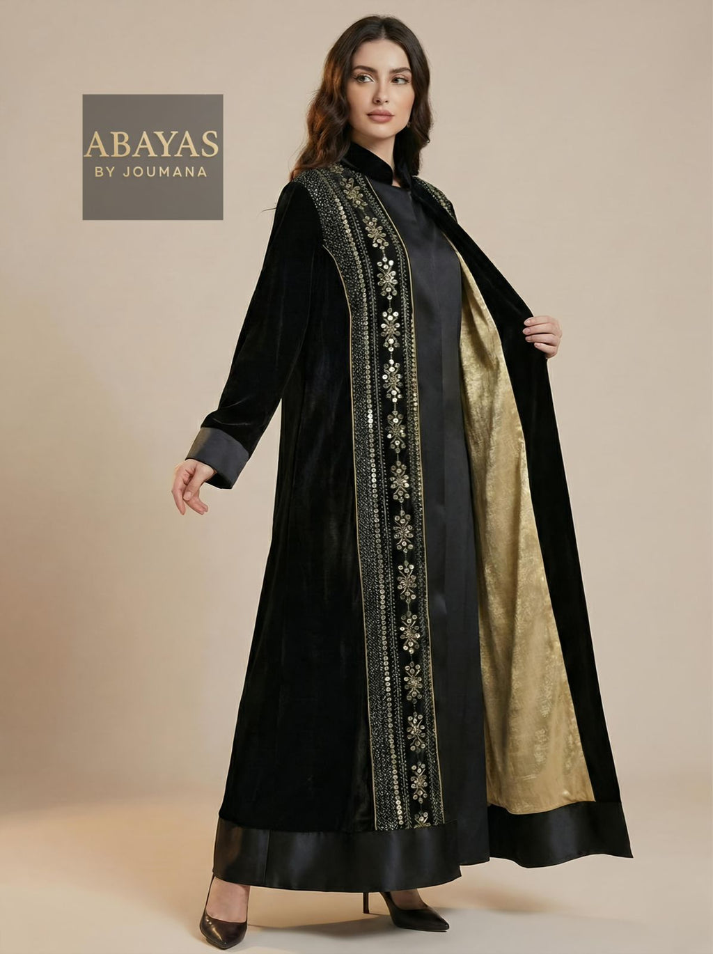 Black Embroidered Abaya (Black Frame)