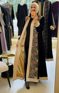 Embroidered Black Abaya (Beije Frame) + Pink Touch