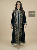 Embroidered Black Abaya (Olive Frame) Flowers with crystals