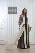 Mocha Abaya (Heavy Silk) + Touch Of Carved Flowers