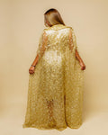 Golden Cardigan With Golden And White Pearls